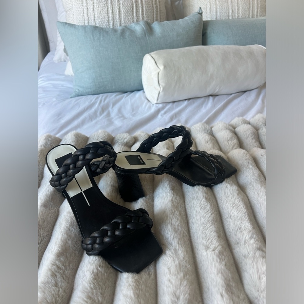 Black braided dolce vita heeled sandals 8.5